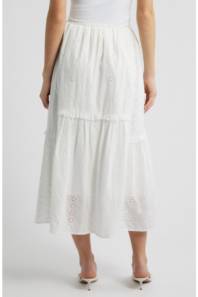 Ruffle Embroidered Eyelet Tiered Maxi Skirt, Alternate, color, OFF WHITE