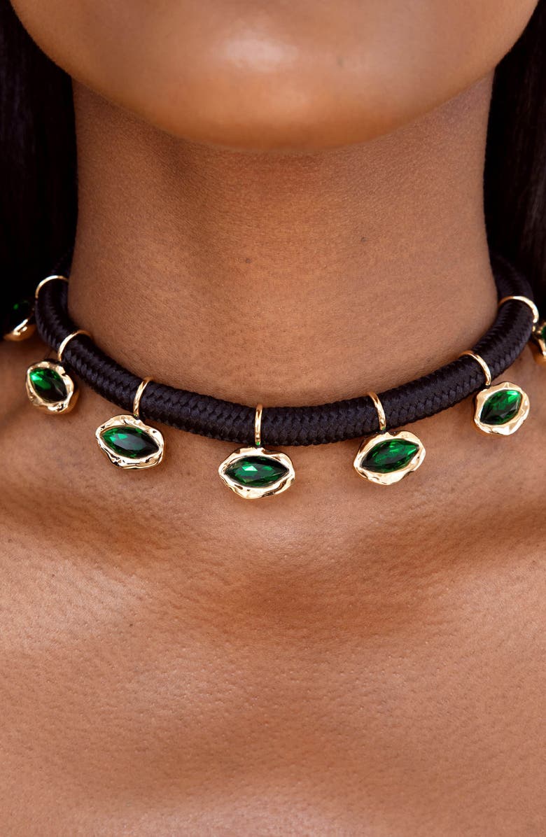 Ettika Midnight Luxe Crystal Choker Necklace, Alternate, color, Green