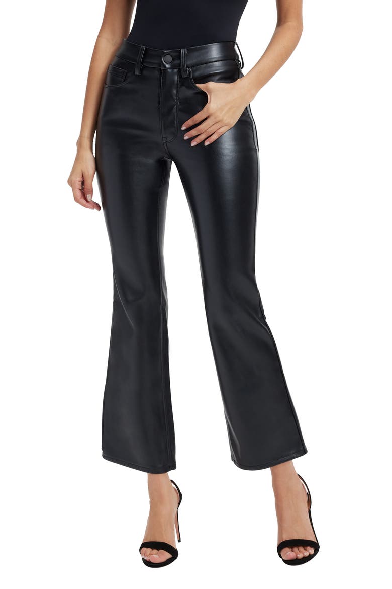 Good Legs Crop Faux Leather Mini Bootcut Pants, Main, color, BLACK001