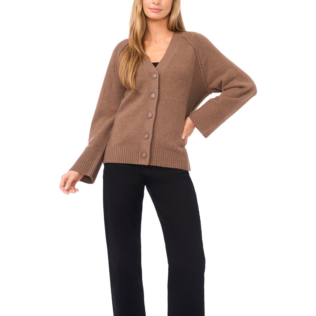 Halogen® Raglan Sleeve V-Neck Cardigan in Mink Taupe at Nordstrom Rack, Size X-Large