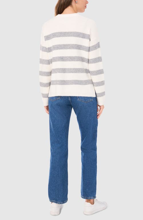 Halogen ® Stripe Crewneck Sweater In Grey/white