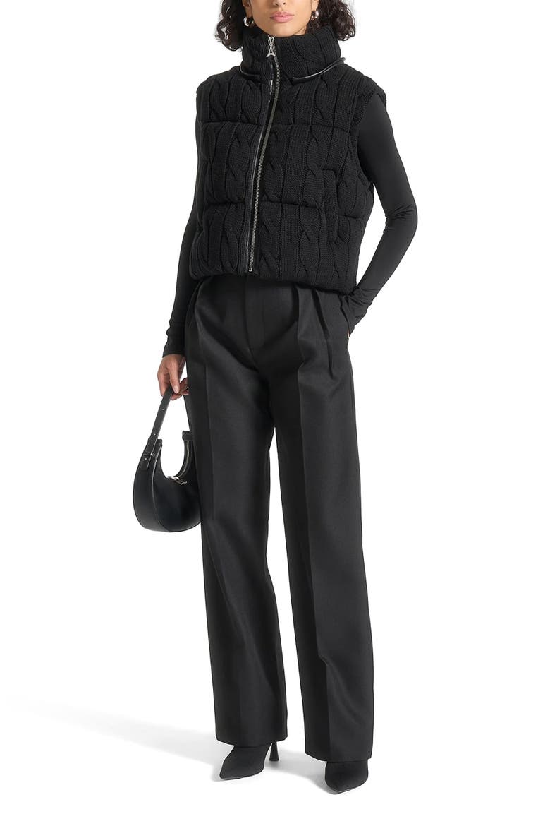 Kristina 2-in-1 Cable Knit Puffer Jacket/Gilet, Main, color, Black