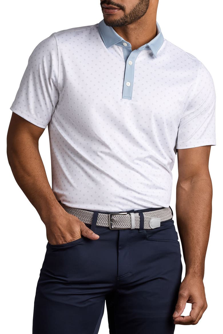 Drive Time Performance Polo, Main, color, ARCTIC BLUE FOULARD