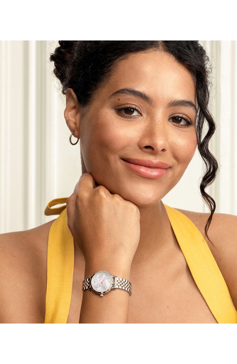 Olivia Burton Honeycomb Ultra Slim Bracelet Watch, 28mm, Alternate, color, Grey