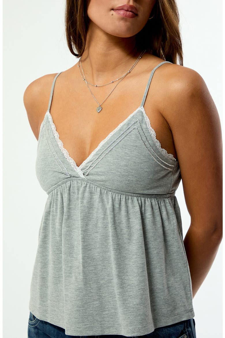 Elena Beaded Babydoll Camisole, Alternate, color, E. HEATHER GREY