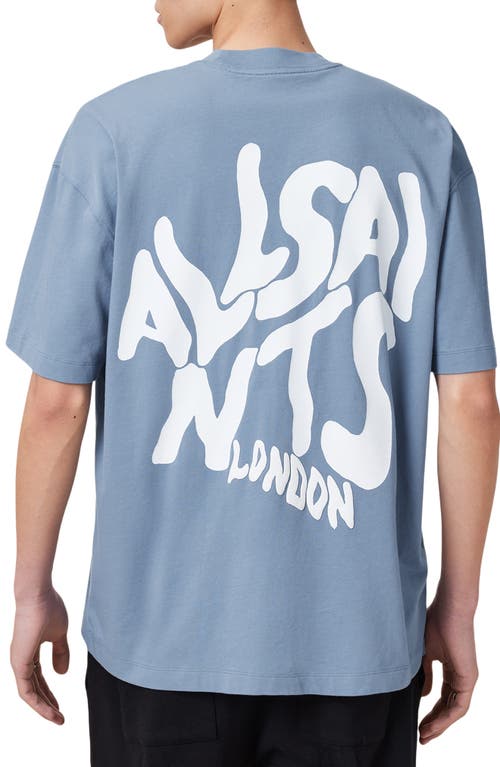 Allsaints Orlando Logo Oversize Graphic T-shirt In Blue