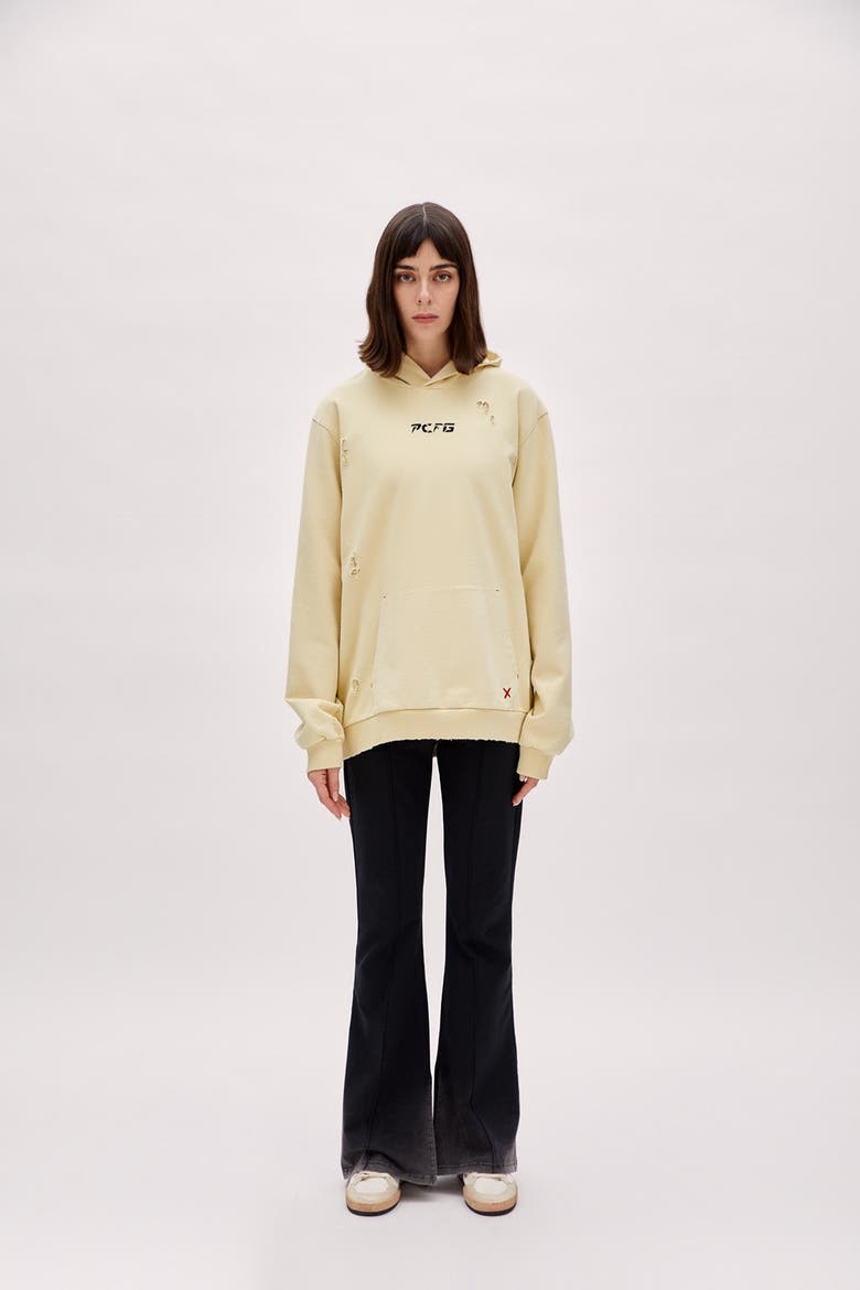 Cotton Destroyed Hoodie, Alternate, color, Chino Green