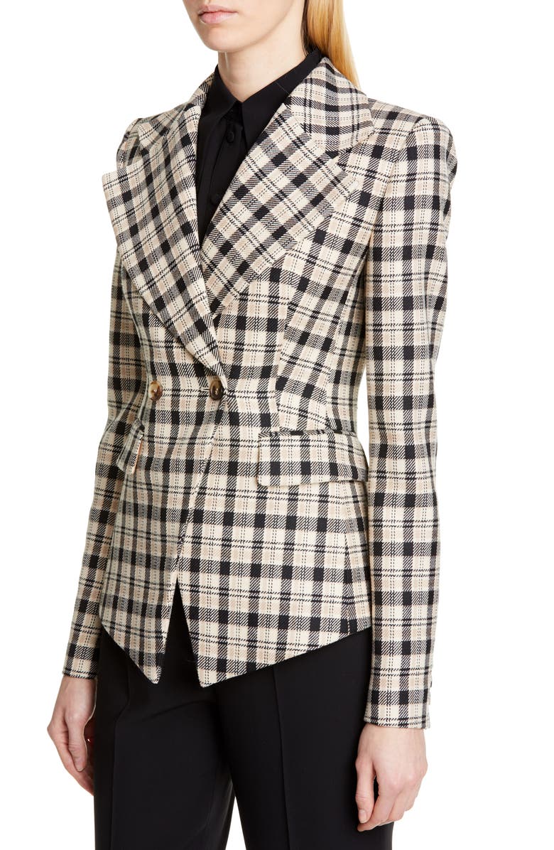 Michael Kors Collection Double Breasted Plaid Blazer, Alternate, color, 
