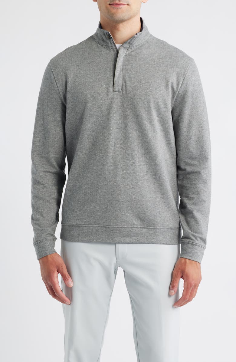 johnnie-O Rubin Herringbone Quarter Zip, Main, color, Charcoal