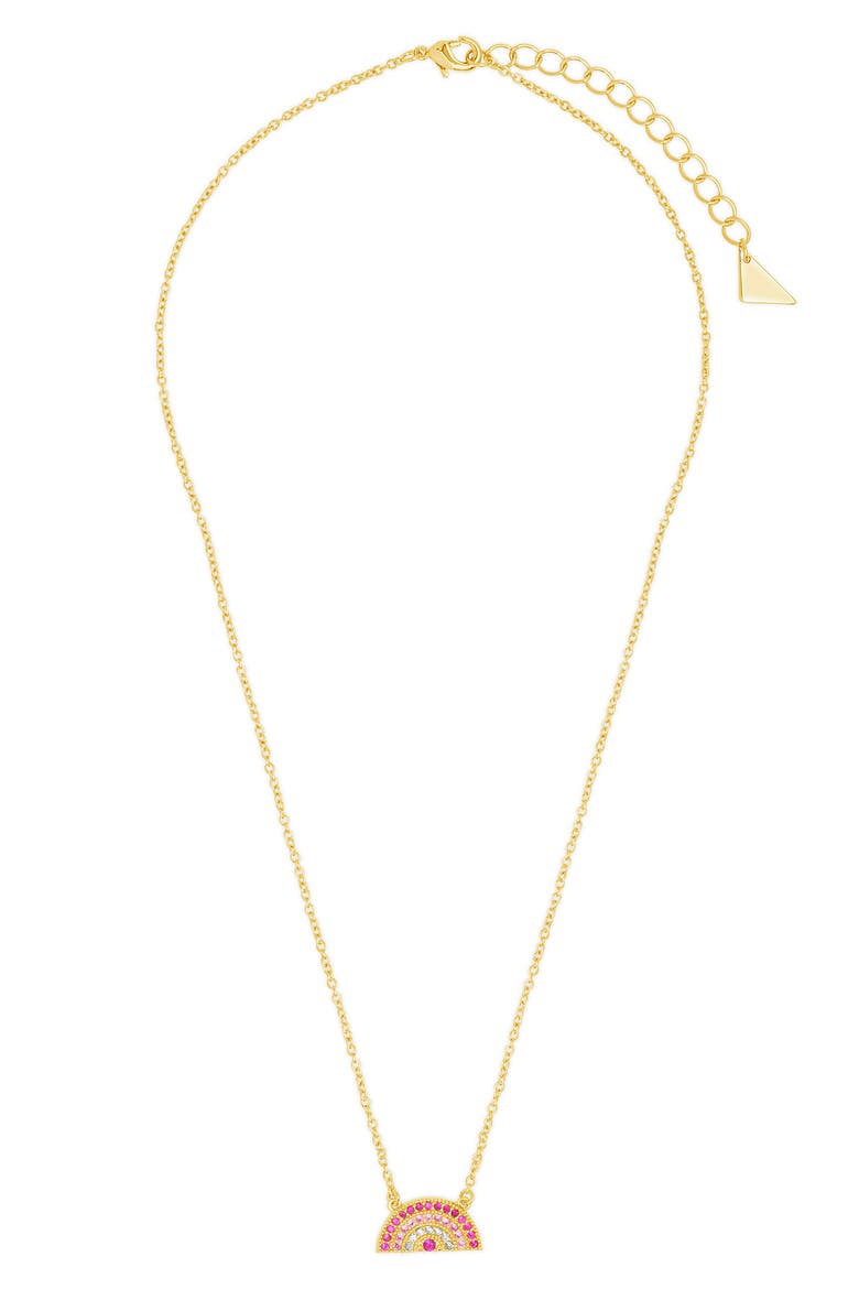 Shades of Rainbow Cubic Zirconia Pendant Necklace, Alternate, color, GOLD/ PINK