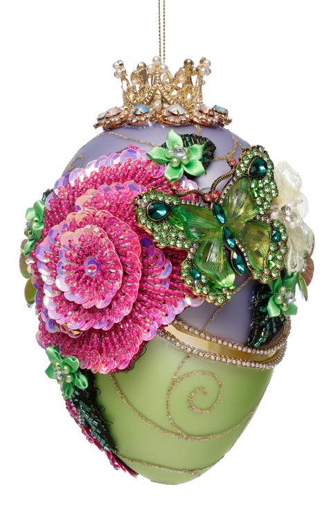 Faberge Jewel Egg Ornament, Green/Purple