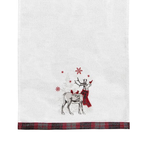C & F Home C&f Home 27" X 18" Frosty Deer White Deer Wearing Red & Black Plaid Scarf Christmas Holiday Embellis In Multi