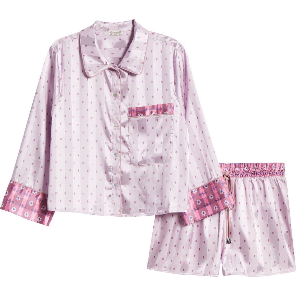 Free People Pillow Talk Pj Set In Lilac Combo In Lilac Combo
