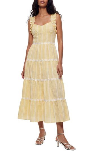 Love By Design Alabama Ruffle Sleeve Tiered Maxi Dress in Golden Haze at Nordstrom Rack, Size X-Small