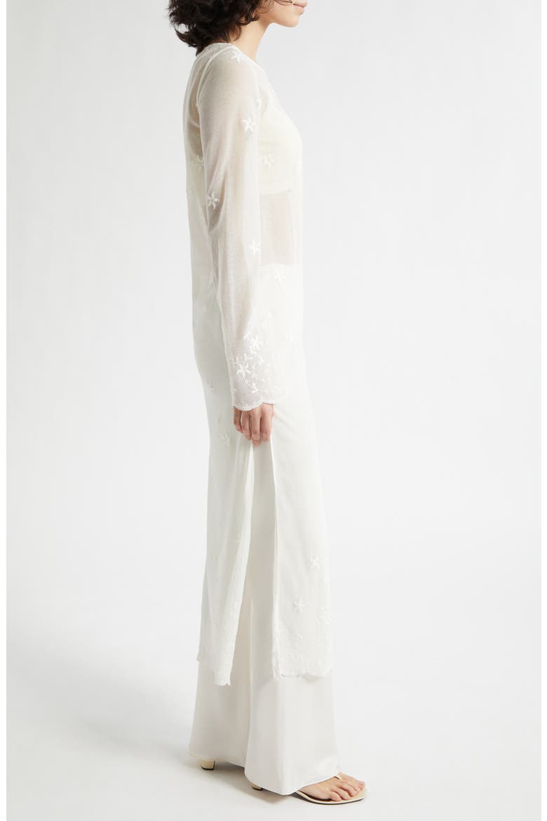 Cove Sheer Embroidered Open Knit Kaftan, Alternate, color, PEARL