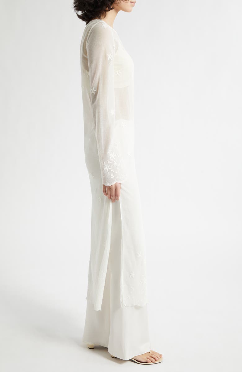 POSSE Cove Sheer Embroidered Open Knit Kaftan, Alternate, color, Pearl