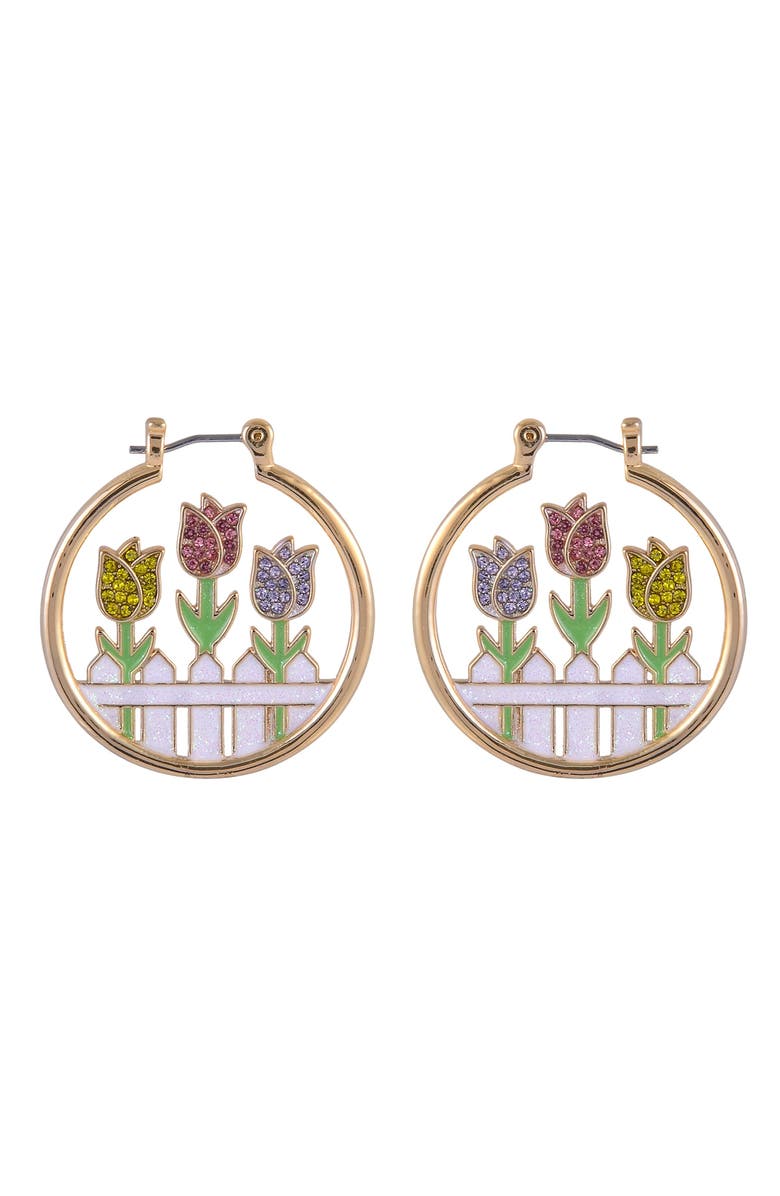 Hallmark Tulip Theme Hoop Earrings, Alternate, color, White