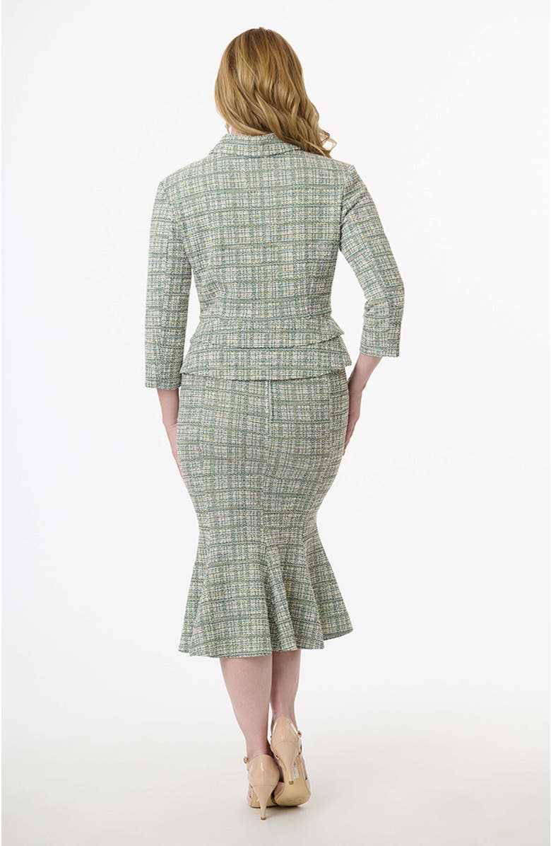 Unique Vintage Boucle Trumpet Skirt, Alternate, color, Green Plaid