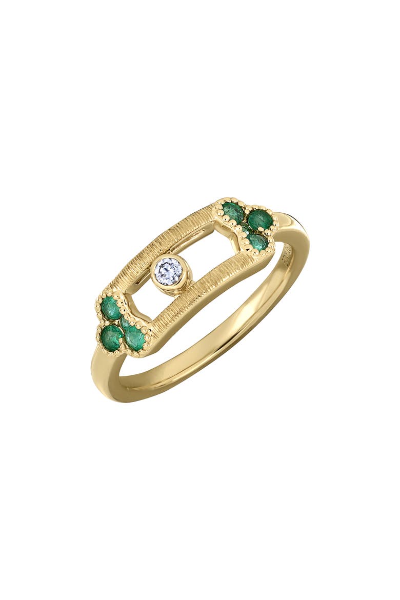 18k Gold El Mar Emerald & Diamond Stackable Ring, Main, color, YELLOW
