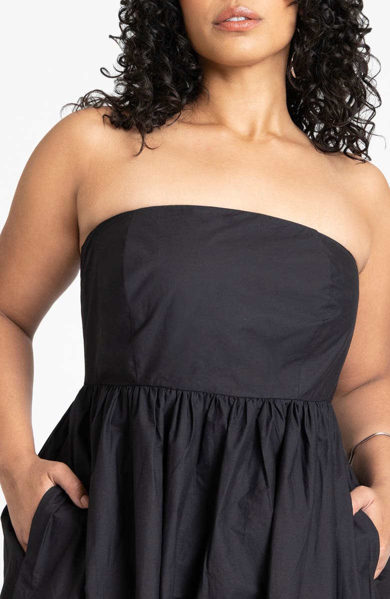 ELOQUII Strapless Poplin Maxi Dress, Alternate, color,