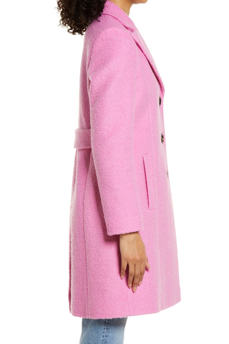Notched Lapel Reefer Coat, Alternate, color, PINK