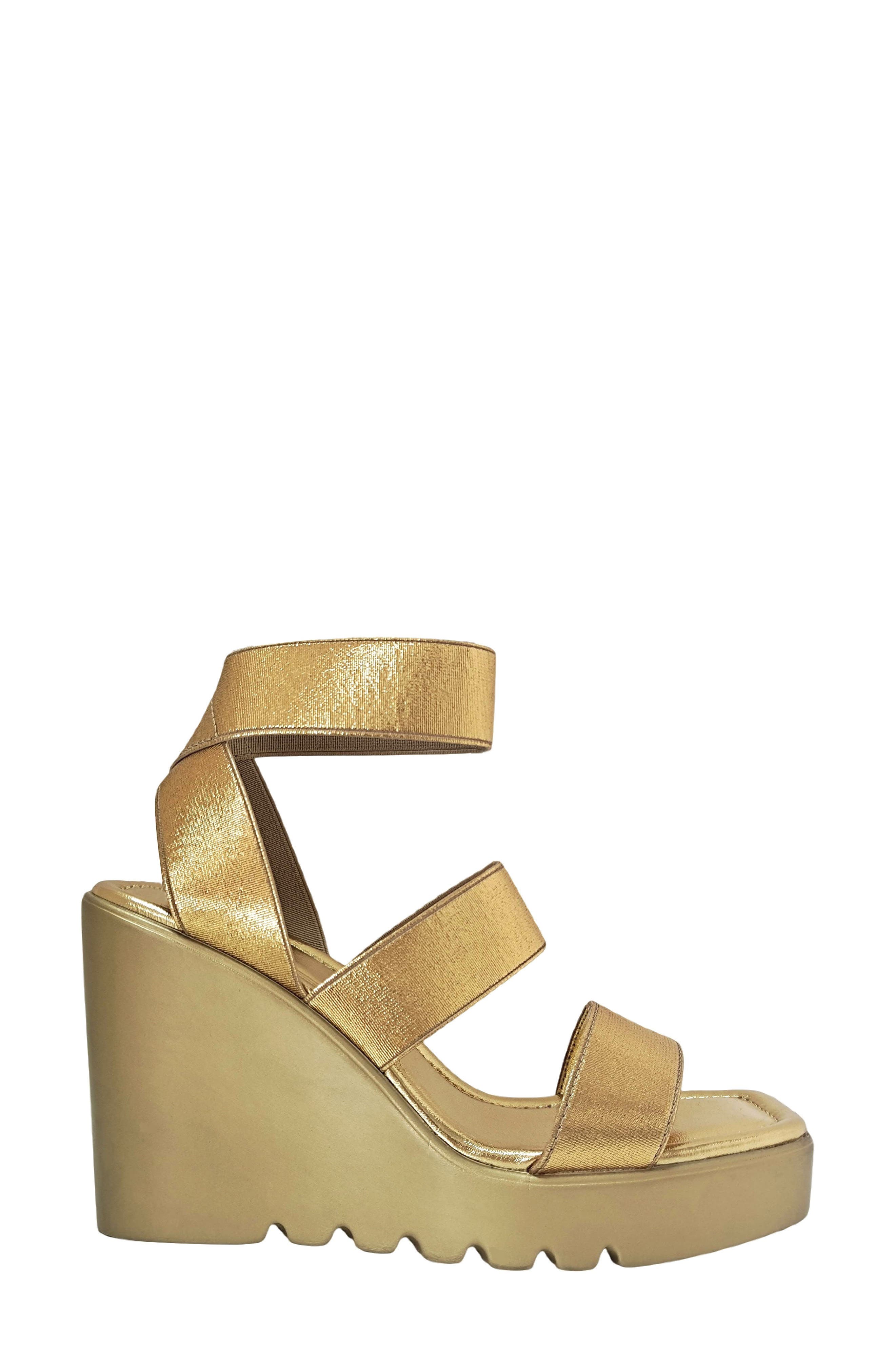 Paige Elastic Strap Wedge Sandal, Alternate, color, GOLD