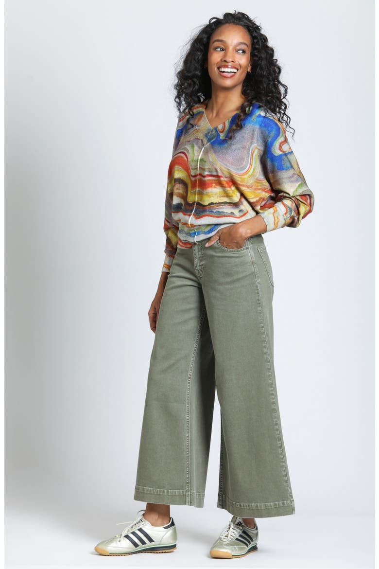 Marbleized Earth V-Neck Sweater, Alternate, color, DESERT MIRAGE