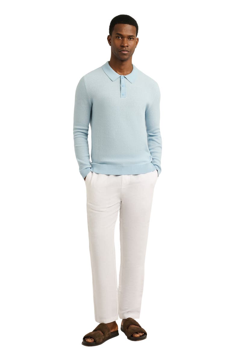 Onia Cotton Textured Knit Long Sleeve Polo, Main, color, Pale Blue