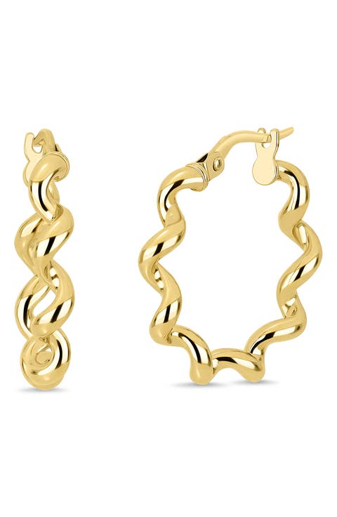 14k Gold Coiled Hoop Earrings