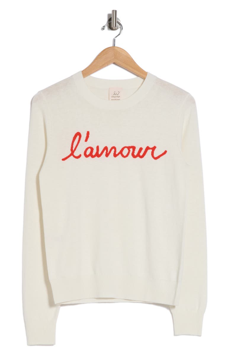 Cinq à Sept L'Amour Script Sweater, Alternate, color,
