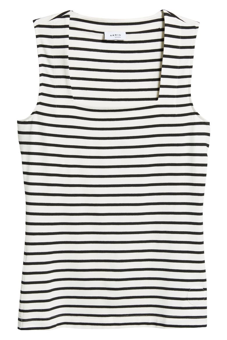 Stripe Square Neck Tank, Alternate, color, CREAM-BLACK