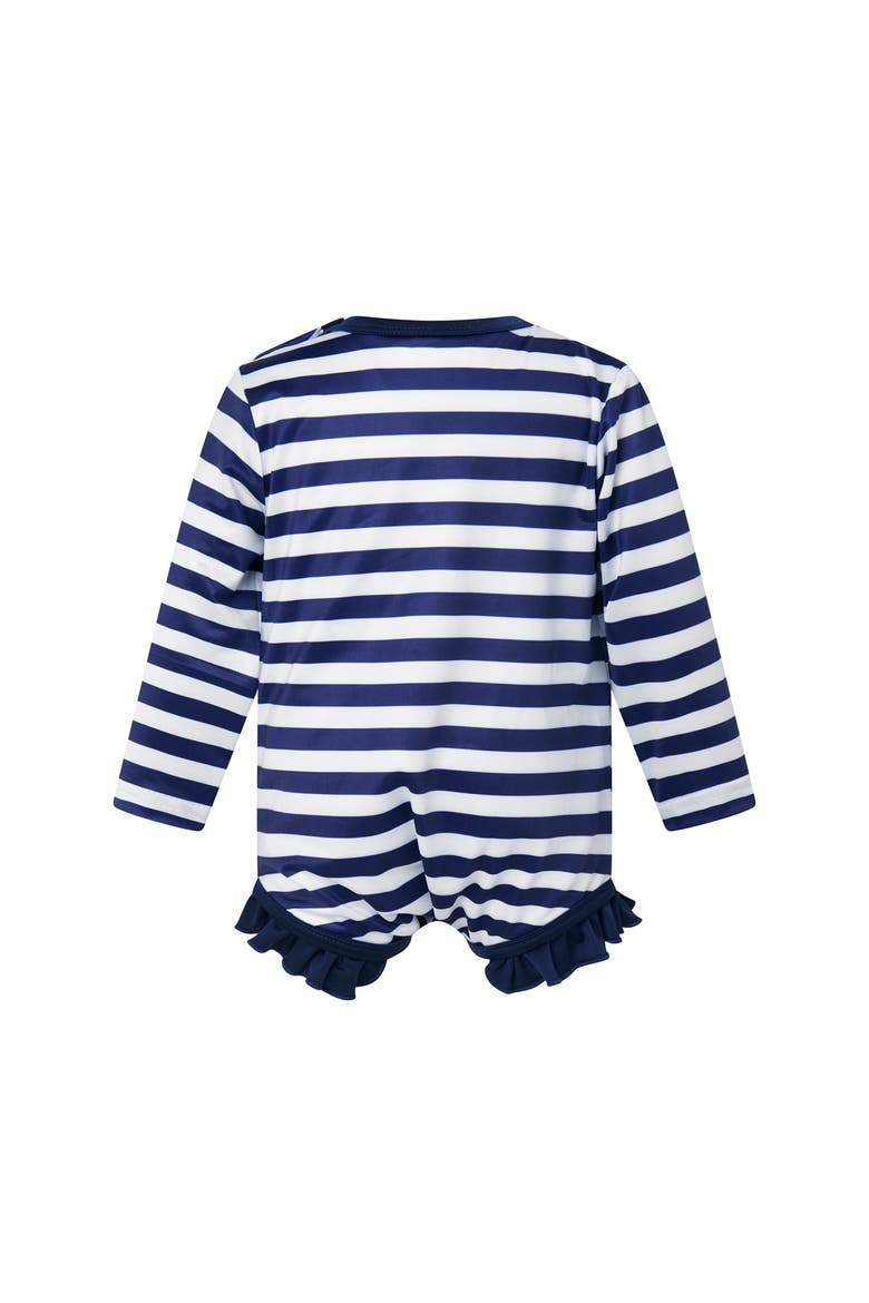 Breton Stripe Frill Rashguard, Alternate, color, Navy