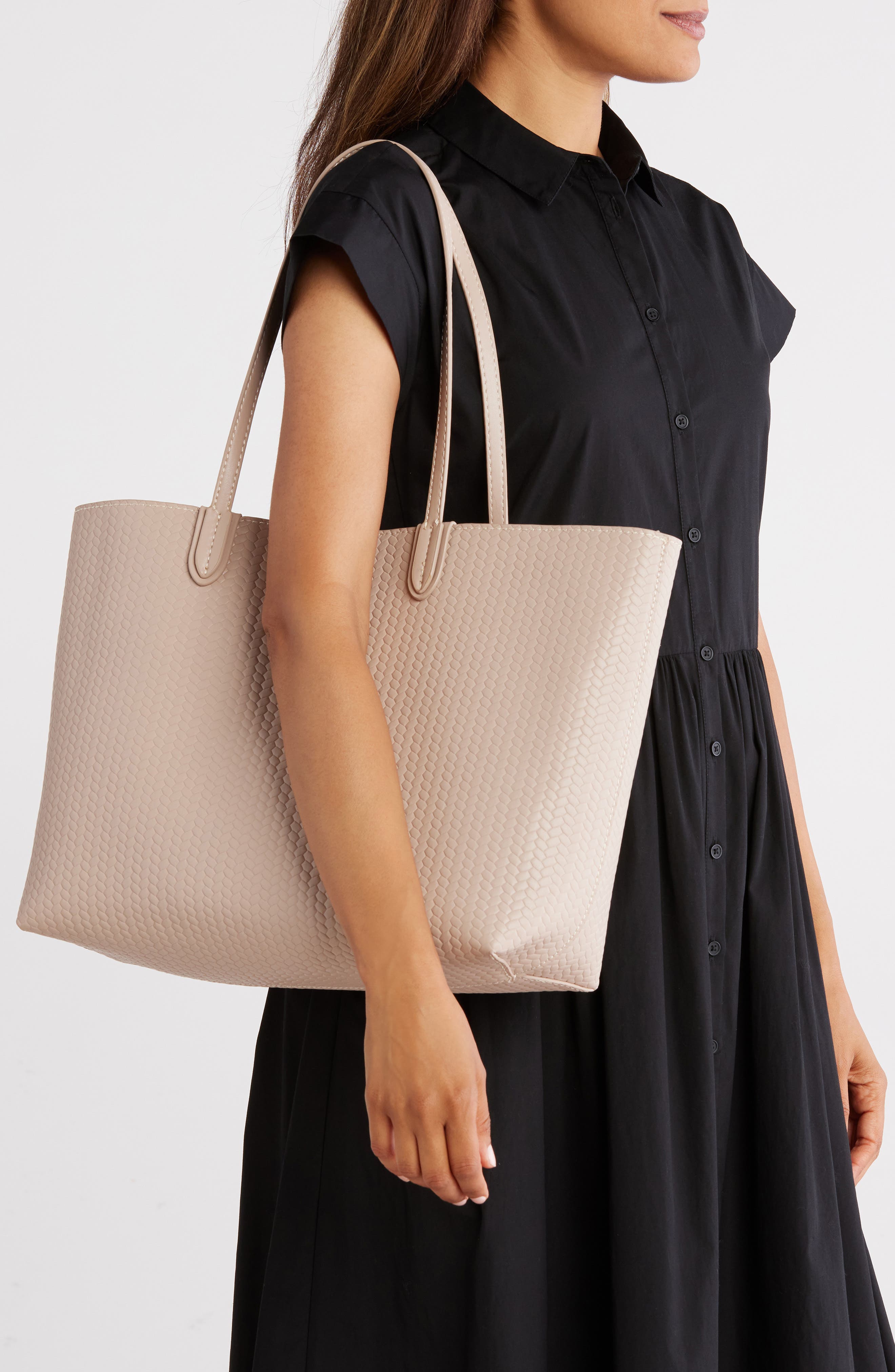 Sam Edelman Eva Large Woven Tote Bag & Pouch, Alternate, color, 