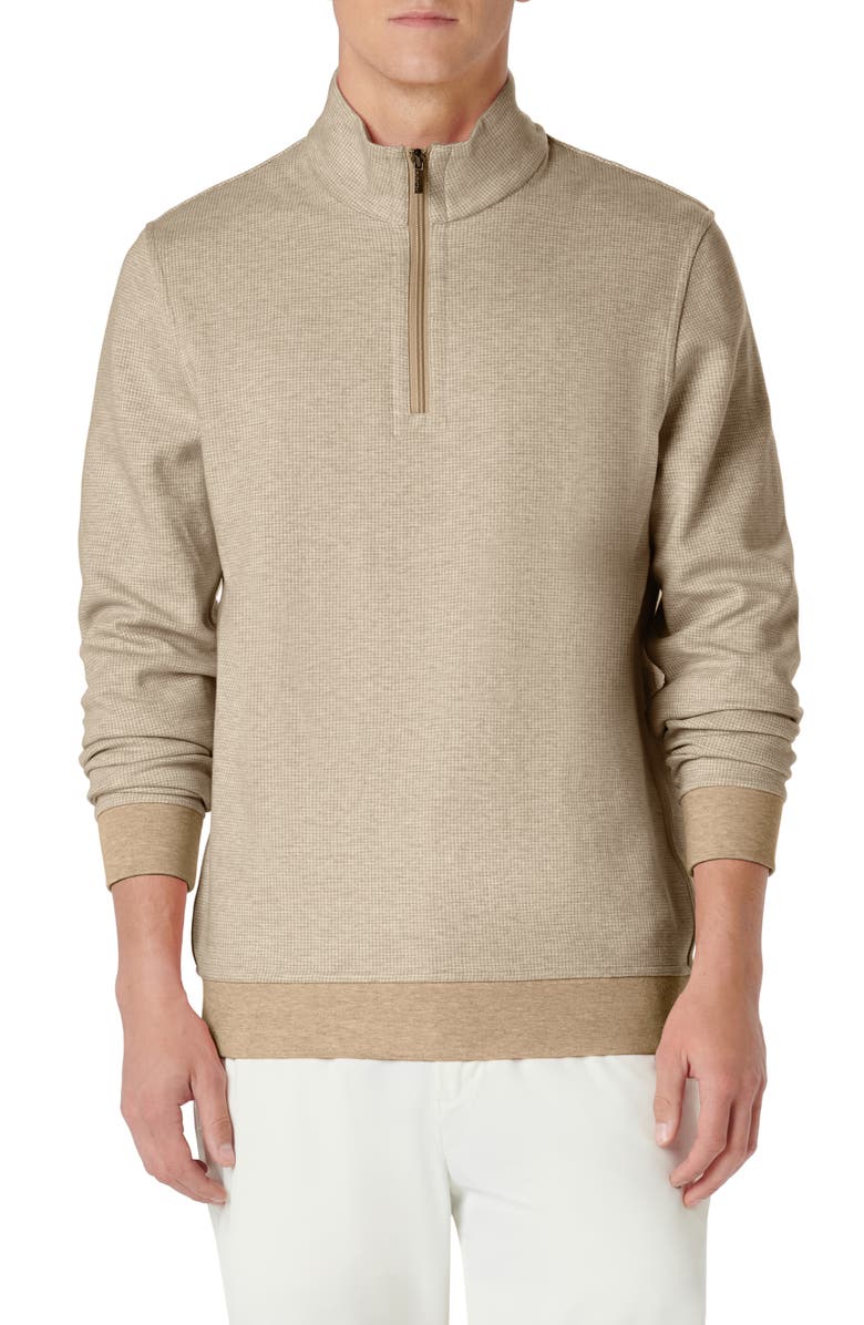 Bugatchi Quarter Zip Pullover, Main, color, Sand