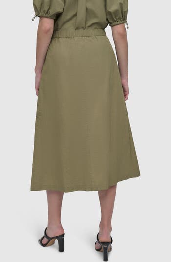 Perforated Tech Fabric Midi Skirt