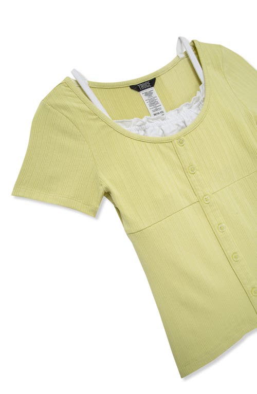 Truce Kids' Layered Rib Knit Top In Green