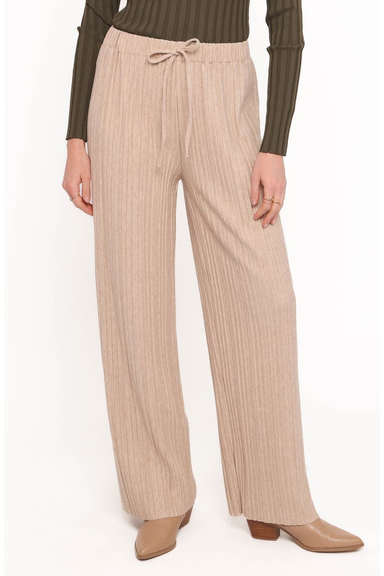 Davis Pleated Wide Leg Knit Pants, Main, color, BEIGE