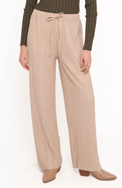 Davis Pleated Wide Leg Knit Pants