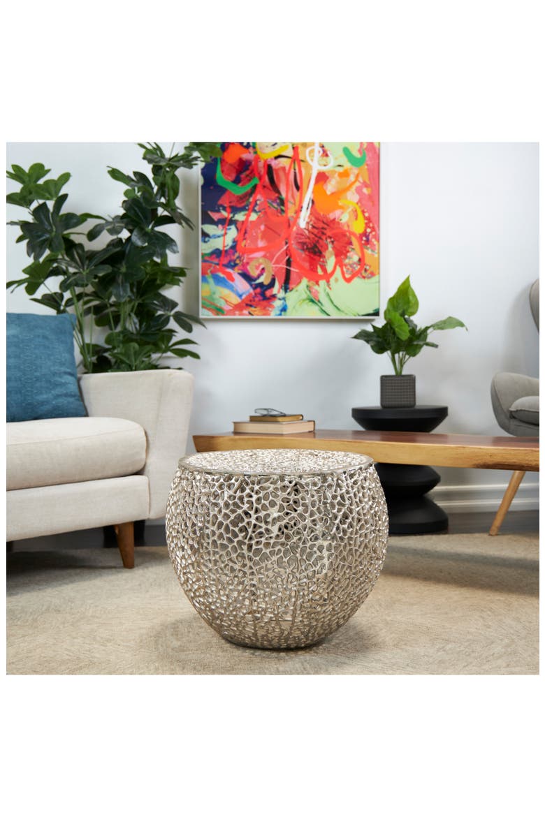 Openwork Metal Accent Table, Alternate, color, SILVER