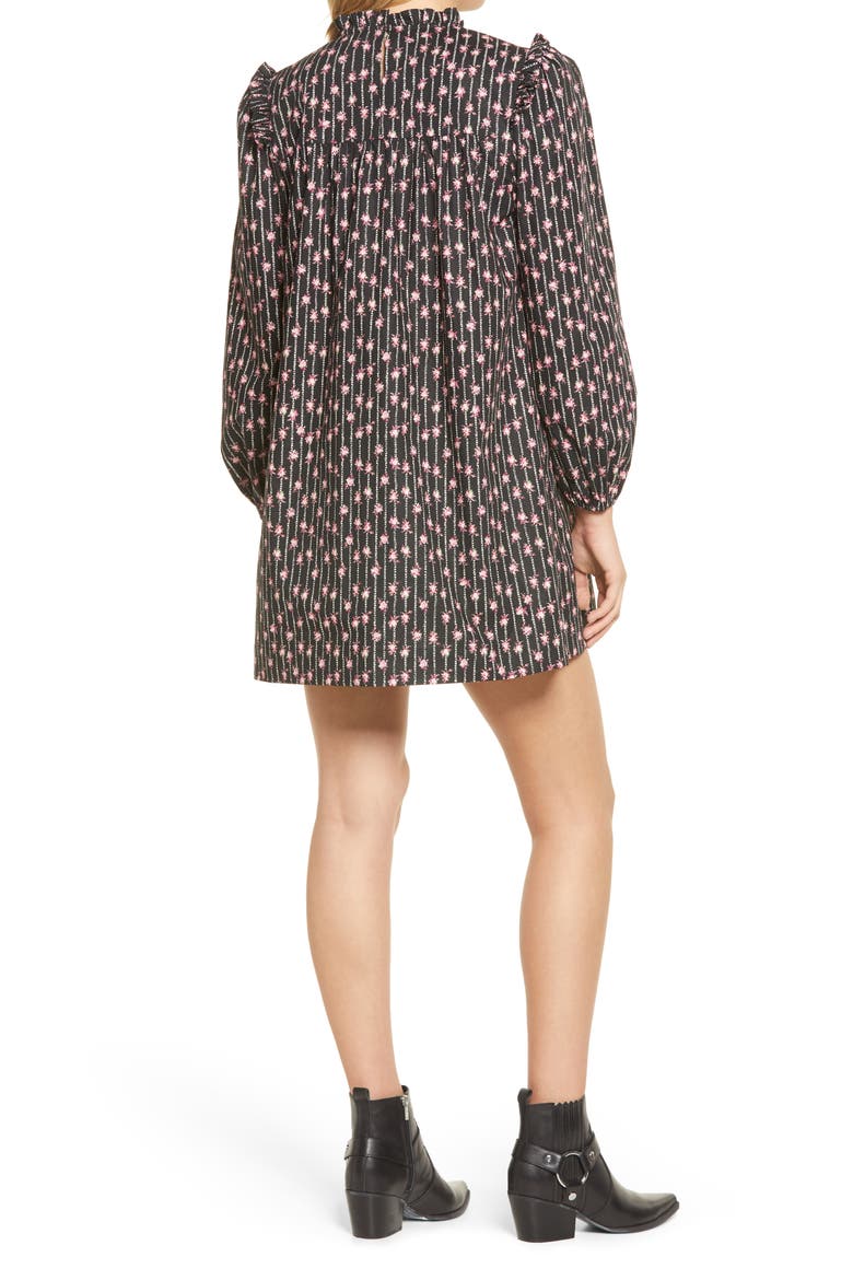 Wales Floral Stripe Long Sleeve Shift Dress, Alternate, color, BLACK WALLPAPER FLORAL