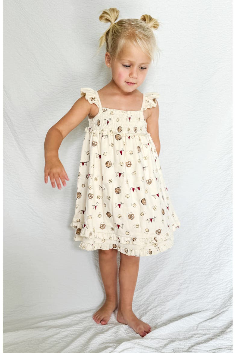 Smocked Organic Cotton Dress, Alternate, color, GAME DAY