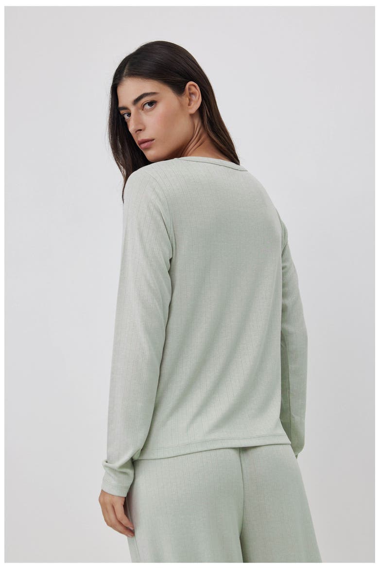 Daydream Pointelle Loungewear Top, Alternate, color, Light-Green