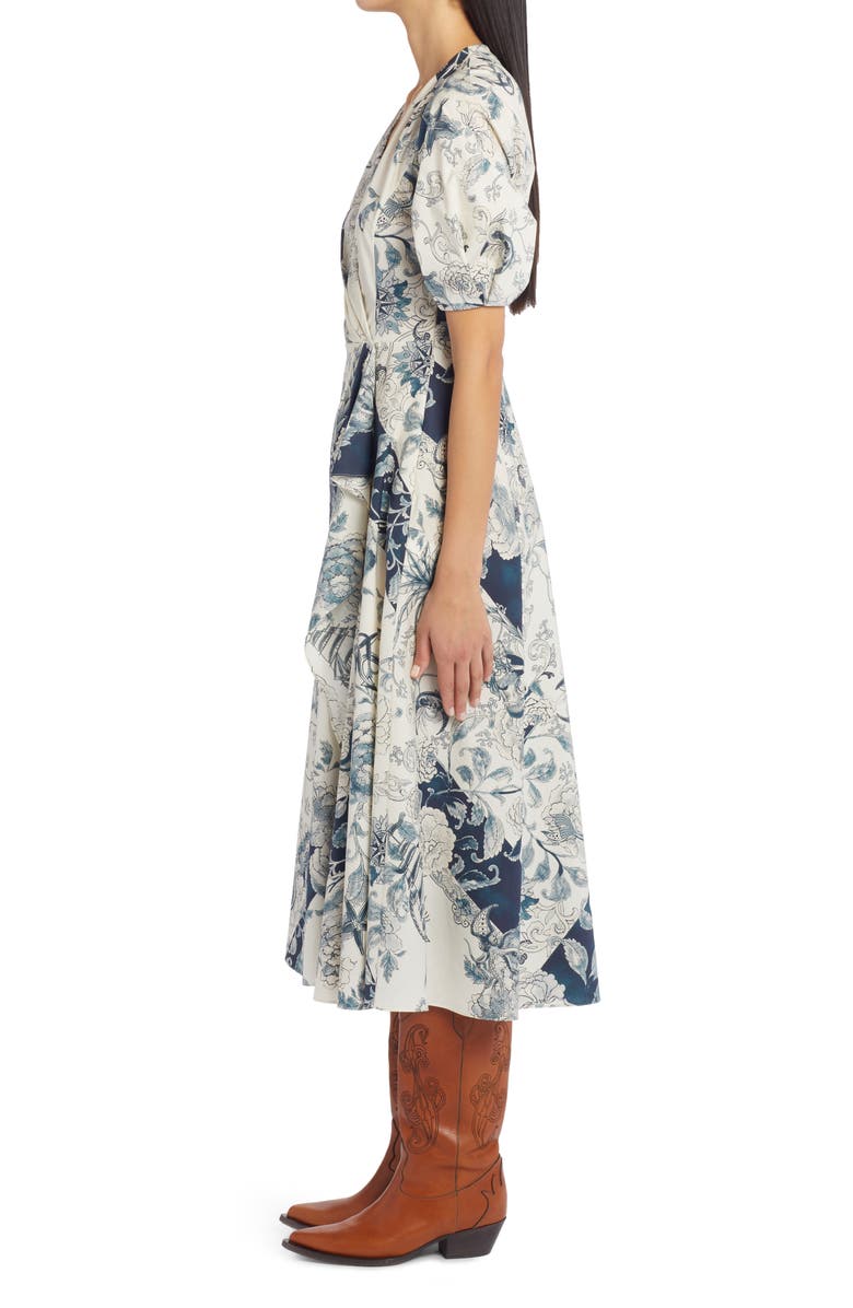 Etro Carole Mixed Motif Faux Wrap Midi Dress, Alternate, color,
