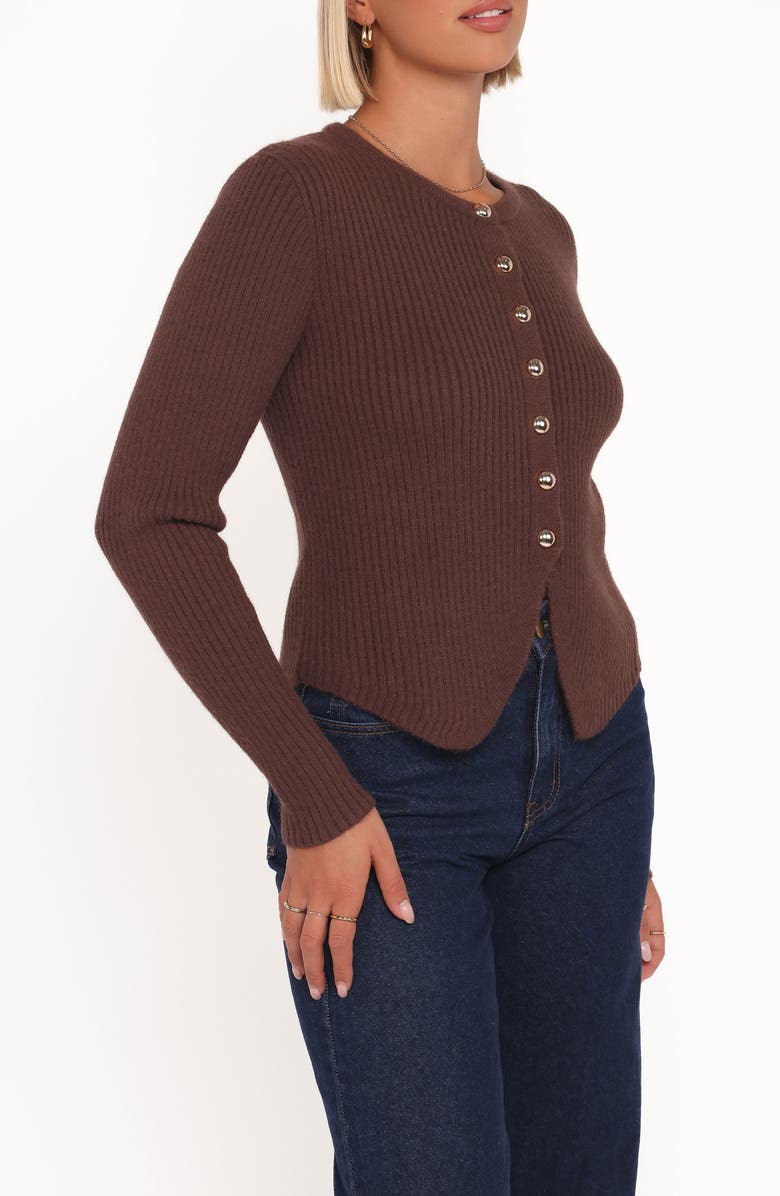 Petal & Pup Circle Rib Cardigan, Alternate, color, Chocolate
