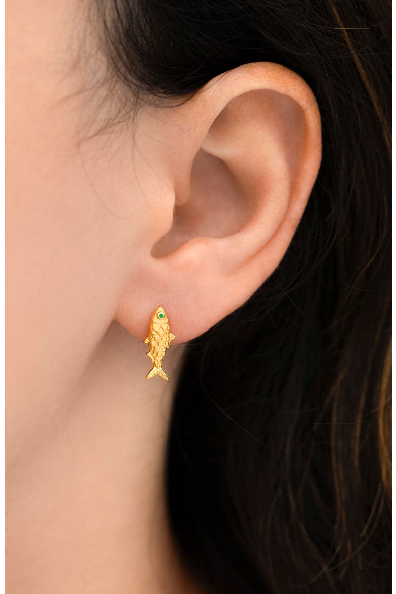 Fish Stud Earrings, Alternate, color, GOLD