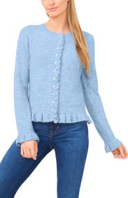 CeCe Ruffle Trim Cardigan