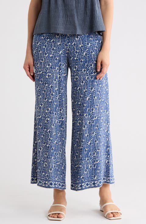 Wide Leg Pull-On Crop Pants