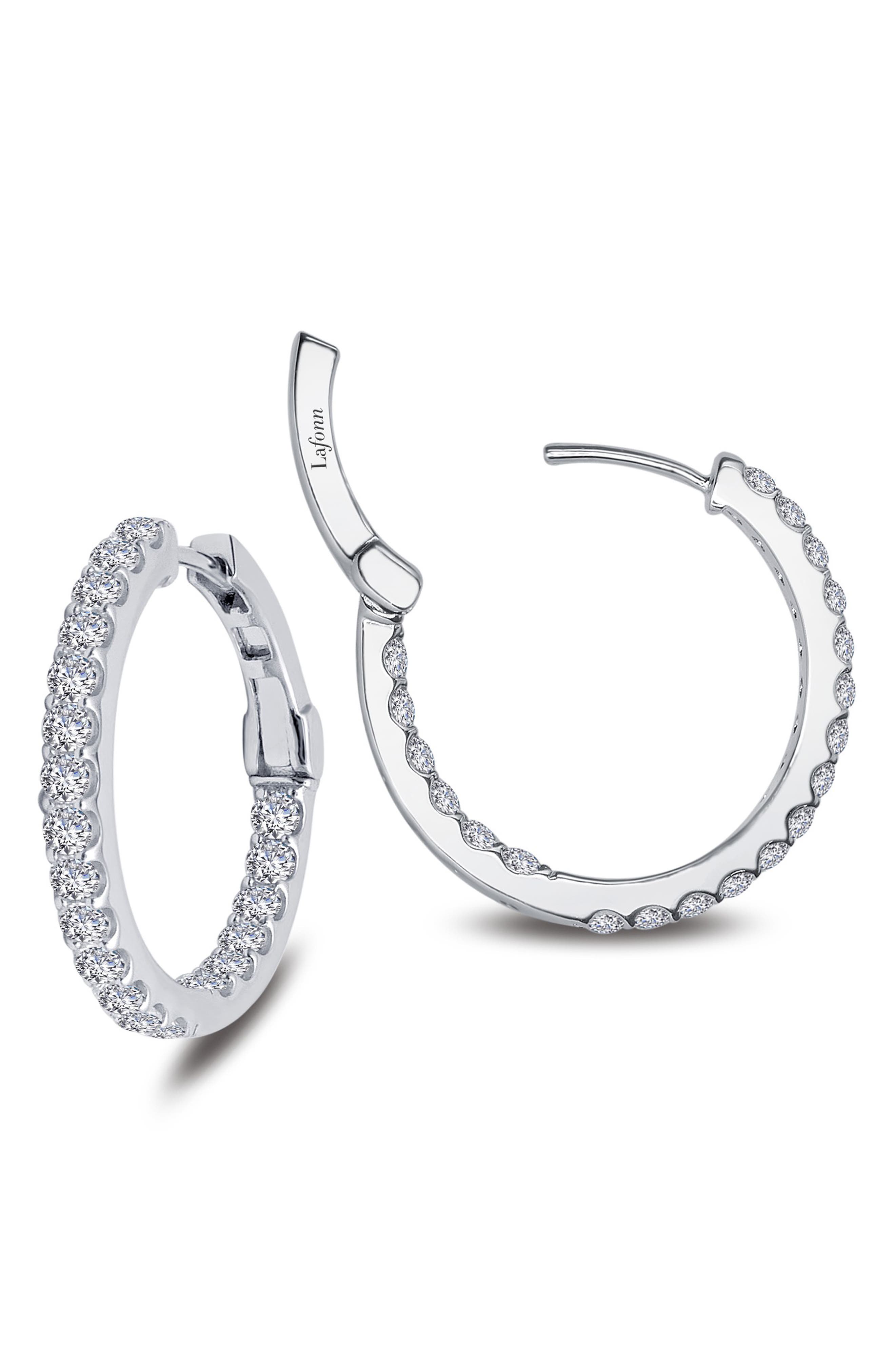 Simulated Diamond Inside Out Hoop Earrings