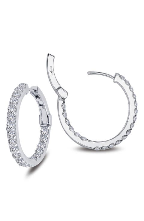 Simulated Diamond Inside Out Hoop Earrings