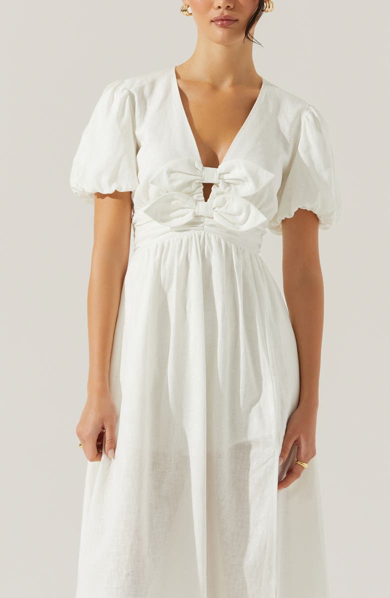 ASTR the Label Citrine Bow Linen & Cotton Midi Dress, Alternate, color,